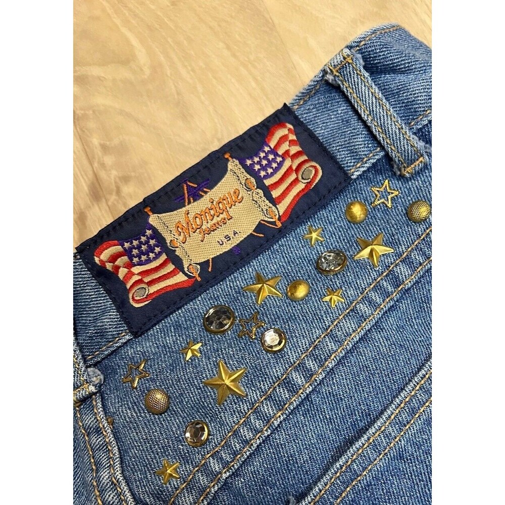 Monique Vintage Mom Jeans Stars And Rhinestones Size 13 / 14 High Waist Tapered